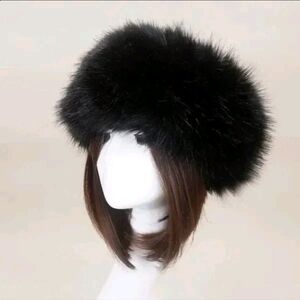 Elegant RUSSIAN Black Faux Fur Hat